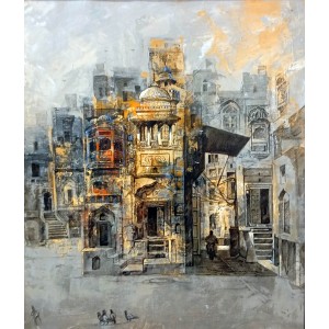 Asghar Ali, 20 x 24 Inch, Acrylic on Canvas, Cityscape Painting, AC-AGA-006